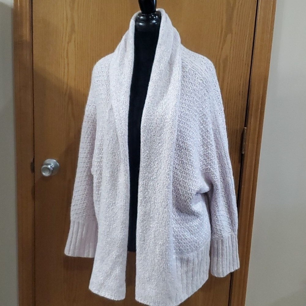 Angel of the north anthropologie knit open front drape soft lilac sweater